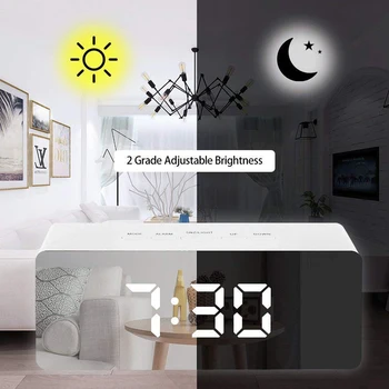 Ecran LCD Oglindă Ceas Deșteptător Digital Snooze Ceas de Masa Trezesc Lumina Electronice Mari de Timp, Temperatura Decor Acasă Ceas