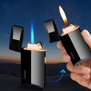 Două Flăcări Bricheta cu Gaz de Brichetă Turbo Brichete pentru fumători accesorii Gadget-uri Pentru Oamenii de Creație Electronice Brichete