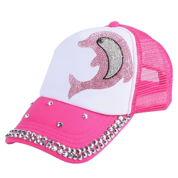 Copii moda caracter de baseball capac roz de cristal Delfin design animal noutate snapback pălării 3-12 ani fată băiat pălărie