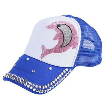 Copii moda caracter de baseball capac roz de cristal Delfin design animal noutate snapback pălării 3-12 ani fată băiat pălărie