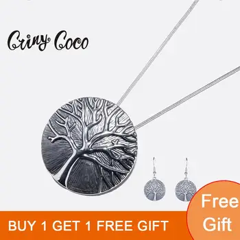 Cring Coco 2020 Vânzare Fierbinte Pomul Vieții Colierele Statement Femei Bijuterii la Modă Email Aliaj Lanț Coliere Colier Pandantiv Mare