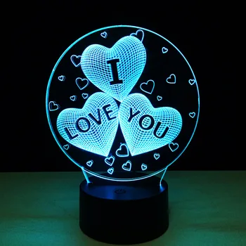 TE IUBESC Colorat 3D Holograma Lampa USB Acrilice Lumini 3D LED Lampa de Veghe pentru Craciun Petrecere de Nunta Iubitului Cadou Picătură Navă