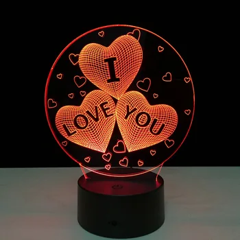 TE IUBESC Colorat 3D Holograma Lampa USB Acrilice Lumini 3D LED Lampa de Veghe pentru Craciun Petrecere de Nunta Iubitului Cadou Picătură Navă