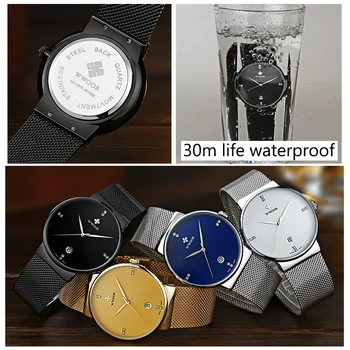 WWOOR Brand de Lux Ceas Barbati Minimalism Negru Cuarț Mens Ceas de Moda Ultra Subțire Casual Impermeabil Ceasuri reloj hombr 2020