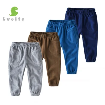 SVELTE 2-7 Ani Băiatul Gros Fleece Pantaloni cu 2 Buzunare pentru Toamna Iarna Copii Casual Solid Pantaloni Copii Jogging pantaloni de Trening