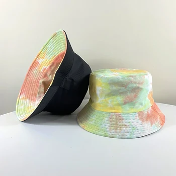 Unisex Adulti Găleată Pălărie de Bumbac Șapcă de Pescar de Pescuit Pălăria față-verso Tie Dye SunhatA d88