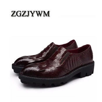 ZGZJYWM Noua Moda Barbati Pantofi de Înaltă Calitate a Crescut Tălpi Groase Respirabil Piele naturala Crocodil Model de Pantofi Oxford