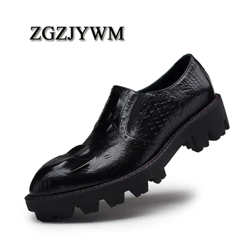 ZGZJYWM Noua Moda Barbati Pantofi de Înaltă Calitate a Crescut Tălpi Groase Respirabil Piele naturala Crocodil Model de Pantofi Oxford