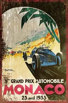 Grand Prix Monaco 1933 Decor Semne 12x16 Inch Tablă de Metal Sign