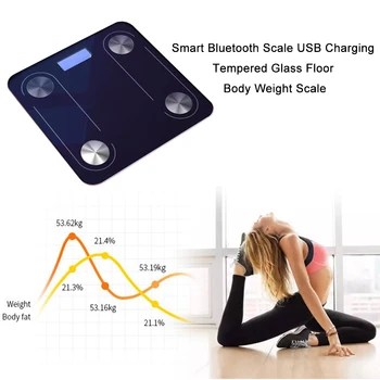 Body Fat Scale Inteligente Wireless Digital USB de Încărcare Greutate Scară Compoziția Corpului Analizor Cu Smartphone App Bluetooth