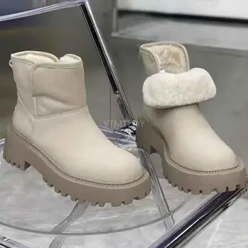 35-40 Cizme de Zapada pentru Femei Pantofi Cald Iarna Noi Plus Catifea Fund Gros Tub Scurt Sălbatice Casual Bumbac Botas Altas Mujer
