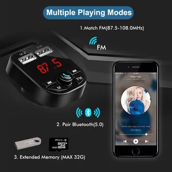 V5.0 Radio Fm Auto Cu Mp3 Player Bluetooth Suport Format Mp3, Wav Plastic Car Mp3 Player Cu Bluetooth Fără Fir Transmițător Fm
