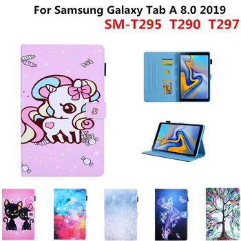 Desene animate pentru copii Stand Flip Silicon Moale, Spate din Piele PU Caz Pentru Samsung Galaxy Tab a 8.0 2019 SM-T290 T295 T297 Tableta Acoperi Caz
