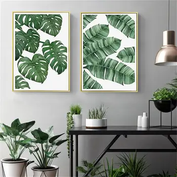 Moderne De Postere Și De Imprimare Arta De Perete Panza Pictura Perete Verde Frunze De Plante Imagini Pentru Living Peretele Nordic Decor Fara Rama