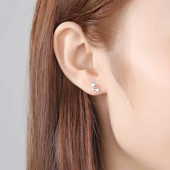 CZCITY coreean Dublu Inima Cercei Stud pentru Femei Design Rafinat Cercei Fete Brand Argint 925 Bijuterii Datând Accesorii