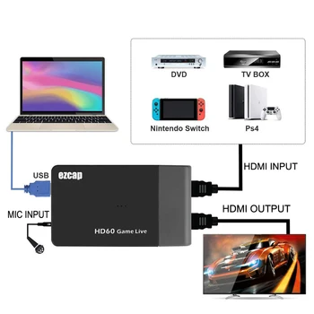1080P 60fps HDMI USB 3.0 Card de Captura Video de Joc Live Streaming Placă Intrare de Microfon TV Buclă pentru XBOX, PS4, PC-ul Comuta OBS Difuzare
