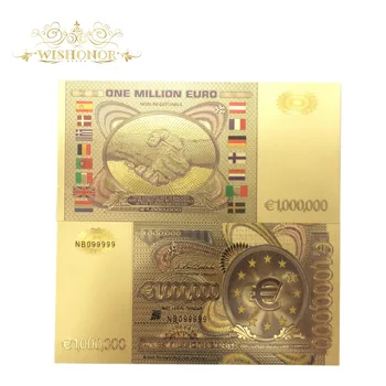 Wishonor 10buc/lot Valoare de Colectie Bancnote Euro Colorat de 1 Milion de Bancnote Euro în Placat cu Aur Pentru Decor Acasă