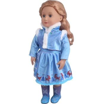 18 Inch American Doll Fete Printesa Îngheț Elsa Rochie Albastră Nou-nascuti Jucarii pentru Copii Accesorii se Potrivesc 40-43 Cm Băiat Papusa Cadou c872 20330