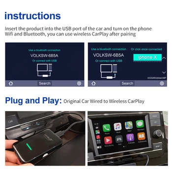 Carlinkit Wireless Carplay Activator 2.0 Pentru Peugeot 308S Călător Expert 2016-2020 legat la Wirelss Carplay IOS Adaptor 14