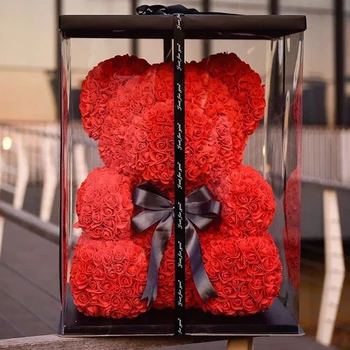 DIY 25cm / 40cm Teddy a Crescut Urs Cadou de Ziua Îndrăgostiților PE flori Artificiale Pentru Prietena Femei Soția Cadou de Ziua Mamei 20431