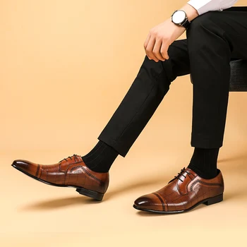 Barbati din piele pantofi casual de afaceri rochie de banchet costum pantofi barbati de brand bocanc nunta pantofi oxford pentru barbati negru 2020
