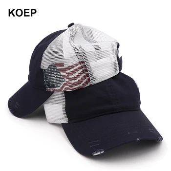 KOEP de Moda de Înaltă Calitate Sapca Snapback ochiurilor de Plasă Spate Capace de Spălat Bumbac Pălărie Ecran Imprimate cu Steagul American 20614