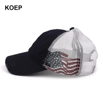KOEP de Moda de Înaltă Calitate Sapca Snapback ochiurilor de Plasă Spate Capace de Spălat Bumbac Pălărie Ecran Imprimate cu Steagul American