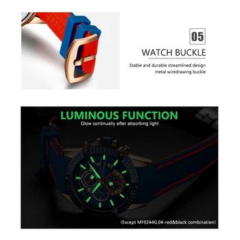 MINI FOCUS 2019 Moda Cuarț Ceas de Barbati Curea din Cauciuc Albastru 3 Cadrane 6 Mâini Calendar Multifuncțional de Sport Impermeabil Ceasuri de mana