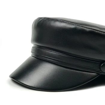 Vintage Capac de vânzător de ziare Femei PU Negru Capac Militar Moda Băiat Capace Clasic Britanic de sex Feminin Gatsby Retro Plat Pălării