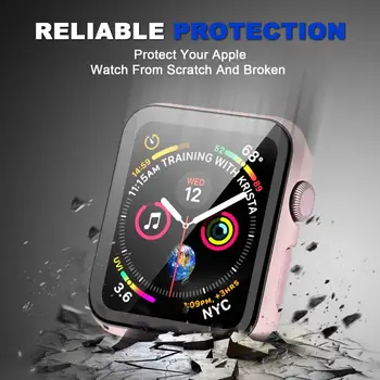 Sticla+caz pentru Apple Watch seria 5 4 3 44mm 40mm iWatch trupa 42mm 38mm Bara+ecran Protector de Acoperire Apple watch Accesorii