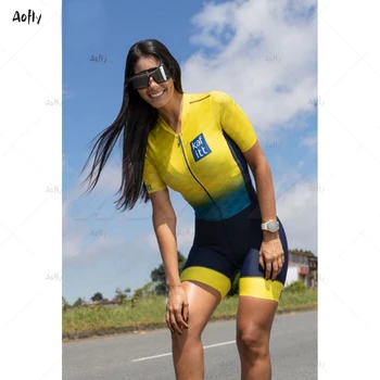 Kafitt costume de ciclism Galben Cuburi stil doamnelor cu mânecă scurtă, ciclism pantaloni scurți salopeta triatlon rulează Noua 2020 drum inel de echitatie