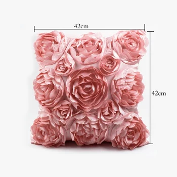 European Stil 3D Trandafiri Brodate față de Pernă față de Pernă Nunta Acasă Decorative Perne Canapea cojines decorativos para sof