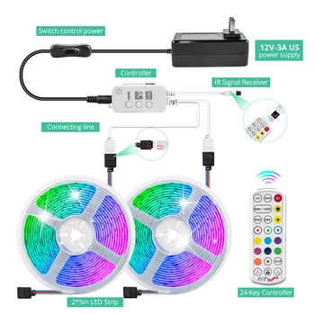 12V Led Strip Lumini de Decor Pentru Perete Dormitor Luces Condus De Colores Control de la Distanță Bluetooth Muzica de Schimbare a Culorii RGB Lumini