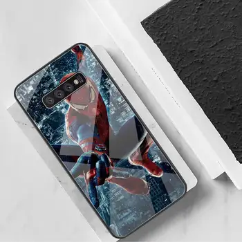 Super-erou Păianjeni bărbat Caz Telefon din Sticla Temperata Pentru Samsung S20 Plus S7 S8 S9 S10 Plus Nota 8 9 10 Plus 2127