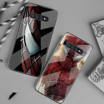 Super-erou Păianjeni bărbat Caz Telefon din Sticla Temperata Pentru Samsung S20 Plus S7 S8 S9 S10 Plus Nota 8 9 10 Plus