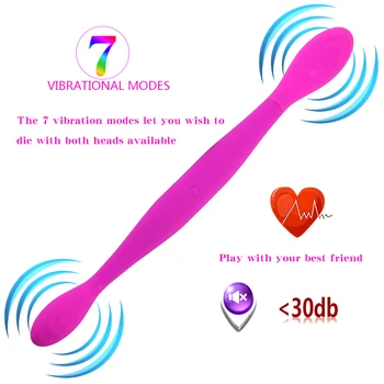 Dublu s-a Încheiat Vibrator de Încărcare USB Vibrator din Silicon Lesbiene Vagine sex Anal Vibrator punctul G Stimulator Clitoris Femeie Intim Sex Toy 21271