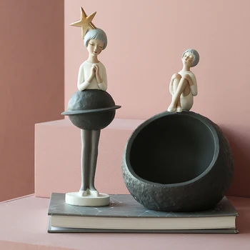 Modern, Simplu, Creativ Luna De Stele Fata De Sculptură Ornamente Acasă Living Intrare Cheie Obiect Mic De Stocare Fata De Ziua De Nastere Cadouri