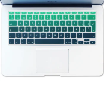 Batianda(TM) Gradient de Verde, Roz Tastatură Piele se Potrivesc Pentru Macbook Air 11 inch, Mexic, Chile, Spania, spaniolă Silicon Capac Tastatură