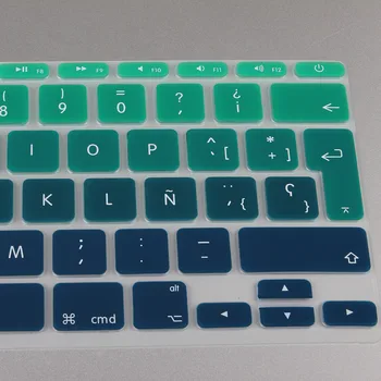 Batianda(TM) Gradient de Verde, Roz Tastatură Piele se Potrivesc Pentru Macbook Air 11 inch, Mexic, Chile, Spania, spaniolă Silicon Capac Tastatură