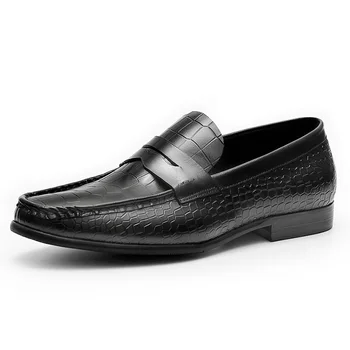 Primavara Toamna Bărbați Slip-on Pantofi Rochie Print Crocodil Maro Formale Aligator Piele naturala Mocasini Casual Office Shoes