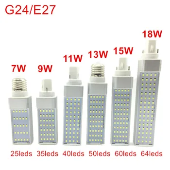 G24/E27 Becuri LED 7W 9W 11W 13W 15W 18W LED-uri de Porumb Bec Lampa SMD 2835 Reflectoarelor 180 de Grade AC85-265V Orizontală Plug Lumina