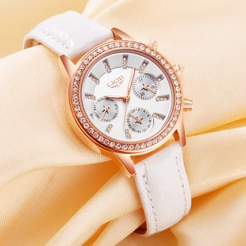 LIGE de Lux de Brand de Moda pentru Femei Casual din Piele Cuarț Ceas Doamnelor Rochie de Diamant Ceasuri Multi-funcție Relogio Feminino 2020 21409