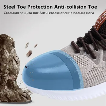 Noi Oamenii protectia muncii Incaltaminte de Vara Respirabil Pantofi pentru Bărbați de Lucru Steel Toe Anti-Zdrobitor de Construcție Pantofi de Lucru Adidasi Marimea 47