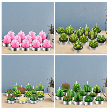 12Pcs Artificială a Plantelor Suculente Lumânări Cactus Ziua Îndrăgostiților Floare Trandafir Lumânări Pentru Petrecerea Spa Acasă Festivalul de Decorare Cadou