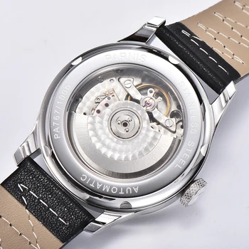 43 mm PARNIS 21 jewels Automatic Self-Wind mișcare bărbați ceas rezerva de putere Automate de data ceas Casual cu ridicata GR108-20