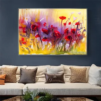 Abstract Floare de Mac Panza Picturi pe Perete Moderne Flori Rosii Pop Art Canvas Printuri de Imagini de Perete pentru Living Decorul Camerei