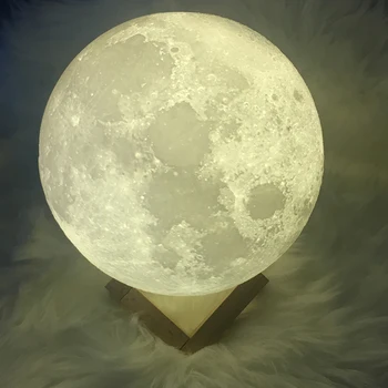 [DENGSUM]Reîncărcabilă 3D de Imprimare Luna Lampă 2 Schimbare de Culoare Touch Comutator Dormitor Bibliotecă Lumina de Noapte Decor Acasă Cadou Creativ 22067