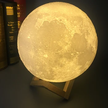 [DENGSUM]Reîncărcabilă 3D de Imprimare Luna Lampă 2 Schimbare de Culoare Touch Comutator Dormitor Bibliotecă Lumina de Noapte Decor Acasă Cadou Creativ