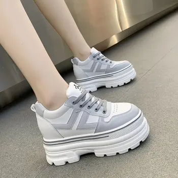 Femeile Tălpi Groase Adidași 2021 Primavara Casual Pantofi cu Platforma Respirabil Feminin Vulcanizat Pantofi Femei Indesata Adidași 9cm