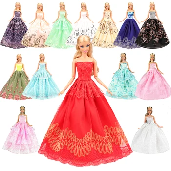 Moda Handmade10 Rochii /set Dolll accesorii =5 Coada Lunga Rochie de Mireasa+5 Fuste Aleatoriu Pentru Barbie Joc de Pansament Cadouri DIY 2229